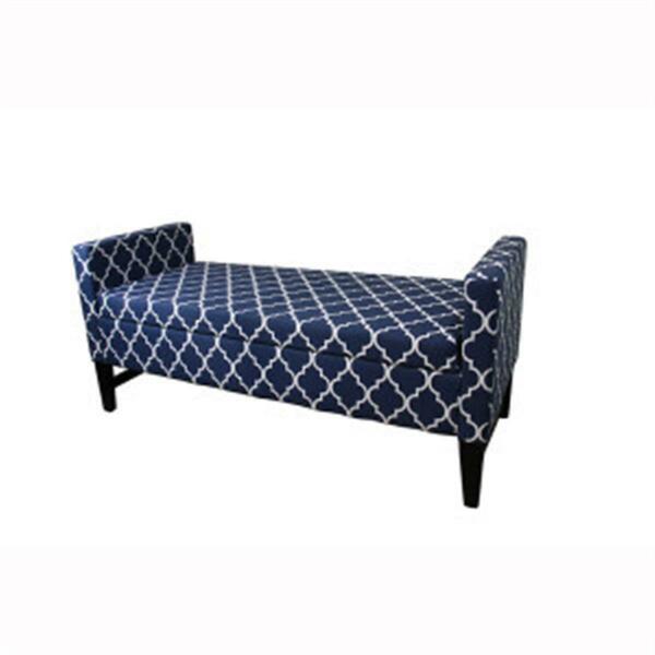 Ore Furniture 23.5 In. Diagonal Moroccan Stripes Denim Blue Storage Bench HB4552